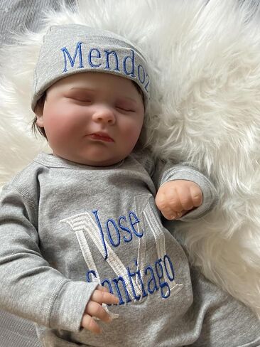 Personalized Newborn Baby Coming Home Outfit Custom Matching Super Soft Infant Long Sleeve Sleepwear with Embroidery Name Baby Sleeper Newborn Set for Girl and Boy Perfect Baby Shower Gift (A) in Saudi Arabia