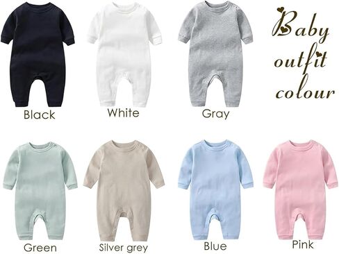 Personalized Newborn Baby Coming Home Outfit Custom Matching Super Soft Infant Long Sleeve Sleepwear with Embroidery Name Baby Sleeper Newborn Set for Girl and Boy Perfect Baby Shower Gift (A) in Saudi Arabia