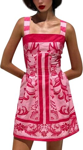 Hawaiian Dresses for Women Loose Striped Sleeveless Spaghetti Strap Boho Dress Flowy Graffiti Long Aline Sun Dress in Kuwait