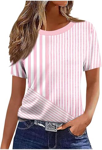 Summer Tops for Women Vintage Floral Feather Graphic Tees Short Sleeve Crewneck Tunic Blouses Dressy Shirts in Saudi Arabia