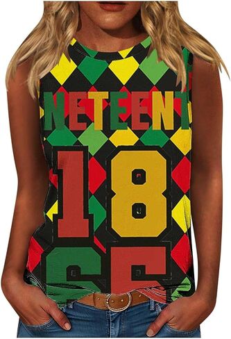 Womens Juneteenth Tank Tops Celebrating Black Freedom 1865 Shirts African American Tops Sleeveless Athletic Tees in Saudi Arabia
