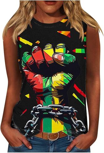 Womens Juneteenth Tank Tops Celebrating Black Freedom 1865 Shirts African American Tops Sleeveless Athletic Tees in Kuwait