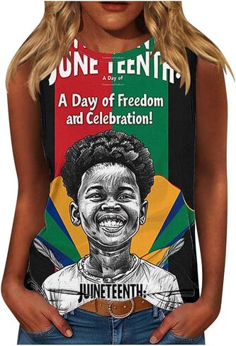 Womens Juneteenth Tank Tops Celebrating Black Freedom 1865 Shirts African American Tops Sleeveless Athletic Tees in Saudi Arabia