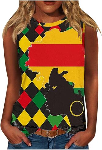 Womens Juneteenth Tank Tops Celebrating Black Freedom 1865 Shirts African American Tops Sleeveless Athletic Tees in Saudi Arabia