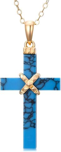 MOLICACI 14K الذهب الأسود الجزع الصليب قلادة للنساء الذهب الأصفر الحقيقي لذيذ الطبيعية الأسود الجزع الصليب الدين قلادة قلادة لتأكيد المعمودية النساء الرجال، 16 + 1 + 1 بوصة in Saudi Arabia