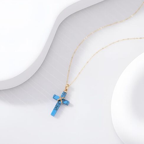 MOLICACI 14K الذهب الأسود الجزع الصليب قلادة للنساء الذهب الأصفر الحقيقي لذيذ الطبيعية الأسود الجزع الصليب الدين قلادة قلادة لتأكيد المعمودية النساء الرجال، 16 + 1 + 1 بوصة in Saudi Arabia