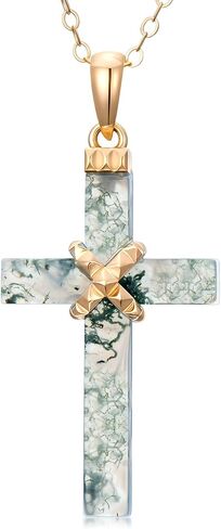 MOLICACI 14K الذهب الأسود الجزع الصليب قلادة للنساء الذهب الأصفر الحقيقي لذيذ الطبيعية الأسود الجزع الصليب الدين قلادة قلادة لتأكيد المعمودية النساء الرجال، 16 + 1 + 1 بوصة in Saudi Arabia