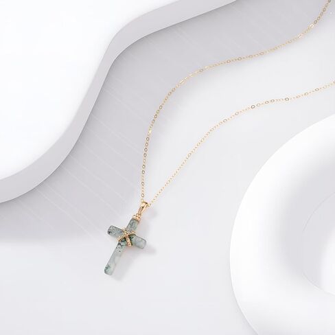 MOLICACI 14K الذهب الأسود الجزع الصليب قلادة للنساء الذهب الأصفر الحقيقي لذيذ الطبيعية الأسود الجزع الصليب الدين قلادة قلادة لتأكيد المعمودية النساء الرجال، 16 + 1 + 1 بوصة in Saudi Arabia