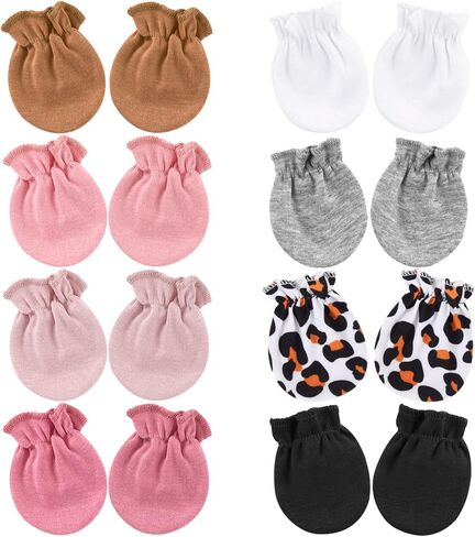 BQUBO Newborn Infant Toddler Mittens No Scratch Cotton Elastic Wrist Gloves Hypoallergenic for 0-6 Months Baby Boys Girls in Kuwait
