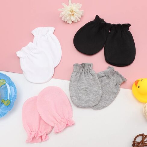 BQUBO Newborn Infant Toddler Mittens No Scratch Cotton Elastic Wrist Gloves Hypoallergenic for 0-6 Months Baby Boys Girls in Kuwait