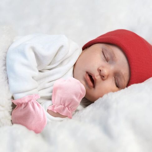 BQUBO Newborn Infant Toddler Mittens No Scratch Cotton Elastic Wrist Gloves Hypoallergenic for 0-6 Months Baby Boys Girls in Kuwait