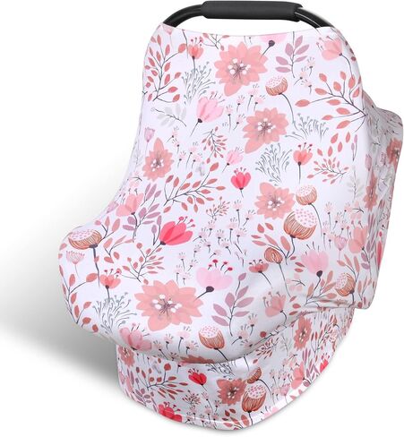 Rquite All-in-1 Car Seat Cover Baby, Carseat Covers for Girl Boy, Stretchy Soft Infant Car Seat Cover, Multi-use Baby Carrier Cover, Car Seat Canopy, Stroller Sun Shade, Nursing Breastfeeding Cover in Saudi Arabia