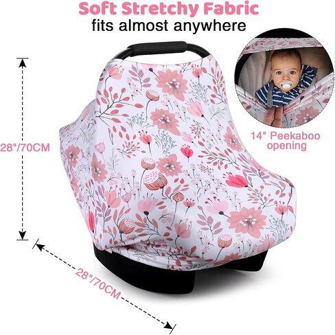 Rquite All-in-1 Car Seat Cover Baby, Carseat Covers for Girl Boy, Stretchy Soft Infant Car Seat Cover, Multi-use Baby Carrier Cover, Car Seat Canopy, Stroller Sun Shade, Nursing Breastfeeding Cover in Saudi Arabia