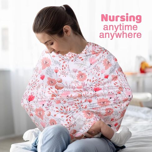 Rquite All-in-1 Car Seat Cover Baby, Carseat Covers for Girl Boy, Stretchy Soft Infant Car Seat Cover, Multi-use Baby Carrier Cover, Car Seat Canopy, Stroller Sun Shade, Nursing Breastfeeding Cover in Saudi Arabia