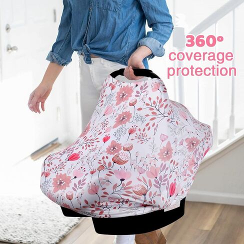Rquite All-in-1 Car Seat Cover Baby, Carseat Covers for Girl Boy, Stretchy Soft Infant Car Seat Cover, Multi-use Baby Carrier Cover, Car Seat Canopy, Stroller Sun Shade, Nursing Breastfeeding Cover in Saudi Arabia