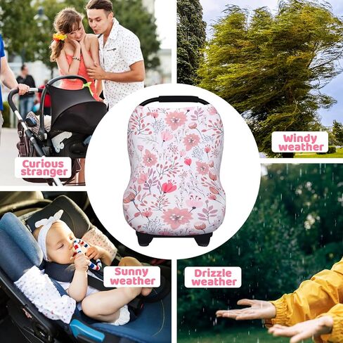Rquite All-in-1 Car Seat Cover Baby, Carseat Covers for Girl Boy, Stretchy Soft Infant Car Seat Cover, Multi-use Baby Carrier Cover, Car Seat Canopy, Stroller Sun Shade, Nursing Breastfeeding Cover in Saudi Arabia