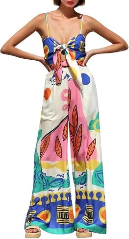 Women Dresses 2025 Cute Print Maxi Cami Dresses Sleeveless Casual Spaghetti Strap Graffiti Dress Vacation Dresses in Saudi Arabia