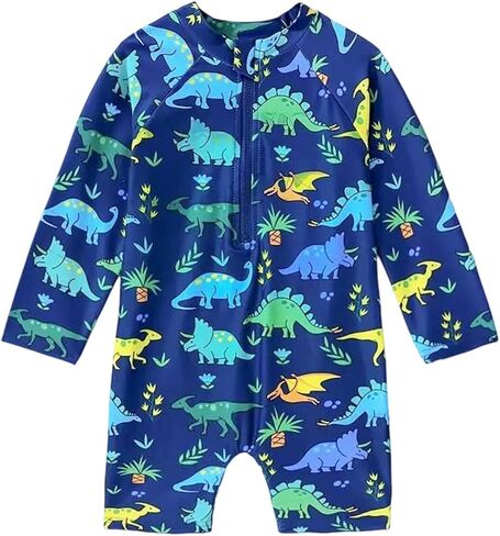 Baby Boy Swimsuit Infant One Piece Rash Guard Bathing Suit Short Sleeve Zipper Toddler Summer Beach Swimwear 0-3 Years in Kuwait