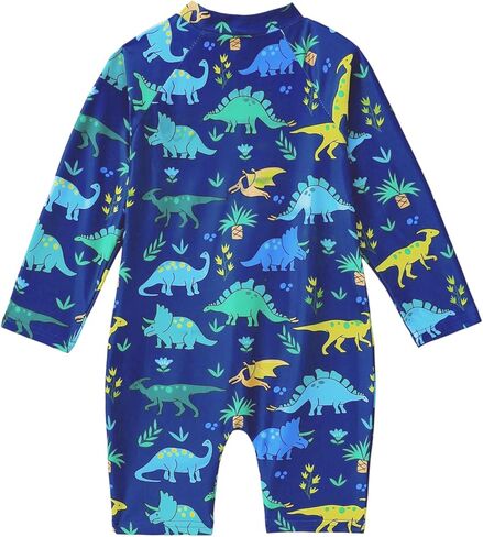 Baby Boy Swimsuit Infant One Piece Rash Guard Bathing Suit Short Sleeve Zipper Toddler Summer Beach Swimwear 0-3 Years in Kuwait