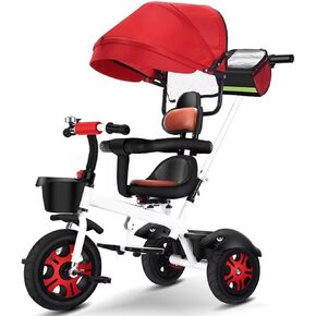 Reversible seat toddler stroller buggies,children stroller pram with canopy,high back seat with guardrail and belt,parent steering tricycle with parent handle,rear wheel with double brakes