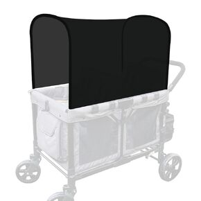 Stretchy Panoramic Canopy Compatible with Wonderfold Stroller Wagons W2/W4 All Model,UPF50+ Fabric Sun Shade and Protection for Riders(Black)