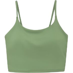 Womens Spaghetti Strap Sports Bra Scoop Neck Wireless Padded Yoga Bra Camisole Summer Athletic Workout Crop Tops