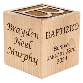 Personalized Baby Baptism/Dedication/Christening Wood Block, Choose from 3 Sizes, Baptism Gift for Boy, Girl, Baby Dedication Gifts, Unique Baptism Gifts (3")