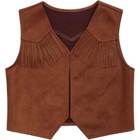 Baby Boys Faux Suede Tassel Vest Western Cowboys Waistcoat Hippie Gilet Coat