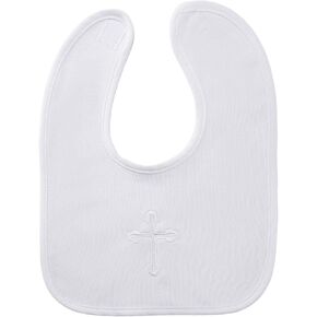 Infant Baby Boys and Girls Christening Baptism Outfits Embroidered Cross White Bib,Baptism Decorations for Boy or Girl