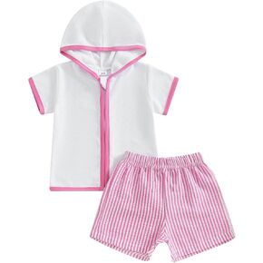 Moonker Swim Shirt 4t Toddler Baby Boys Swim Cover Up Sets Infant Newborn Zip Up Bathing Suit with Hood Baby