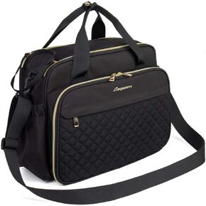 حقيبة تغيير الأطفال ، حقيبة حفاضات Crossbody ، حقيبة حفاضات للأمهات والآباء ، الأسود ، المتوسط