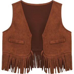 Moily Baby Boys Girls Western Cowboy Cowgirl Vest Olcyveless Open Pront Pring Fringe Weistcoat Outerwear Top Top