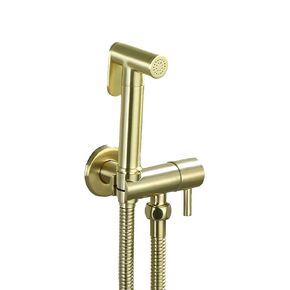 Handheld Bidet Sprayer for Toilet, Wall Mounted Brass Bathroom Cloth Diaper Sprayer Set Brushed Gold Single Cold Water Toilet Bidet Sprayer Kit for Personal Hygiene