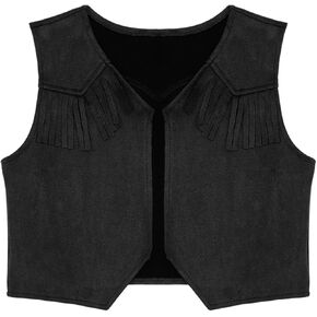 Baby Boys Girls Faux Suede Weistcoat Cowboys شرابة سترة معطف غرب الخارجي