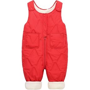 Yartina Toddler Baby Snow Pants Puffer Bibs Overalls Winter Fleece Thick Warm Snowsuit Jumpsuit with Pockets