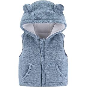 Toddler Boys Girls Sleeveless Jacket Sherpa Fleece Vest Bear Ears Hooded Fall Winter Waistcoat Outerwear with Pocket