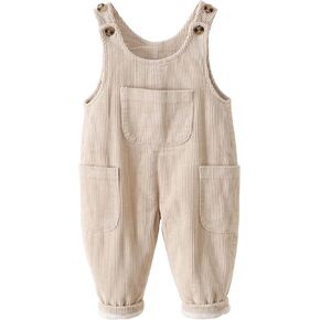 Happy Cherry Toddler Boy Girl Corduroy Overalls Suspender Pants Baby Bib Pants Overalls with Pockets
