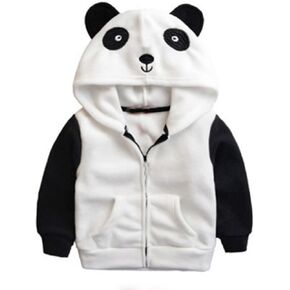Baby Girls Boys Fleece Hooded Jacket Panda Coat Cute Animal Zip Up Jackets Toddler Kids Winter Warm Outerwear