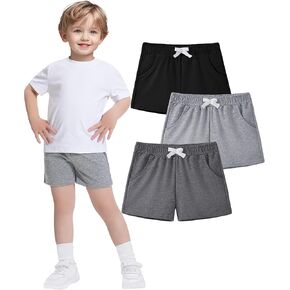 3 Pack Baby Boys Shorts Toddler Pull On Jogger Short Girls Cotton Pants with Pocket Size 18M-5T