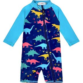 weVSwe Baby Swimsuit UPF 50+ UV Protection Long Sleeve Toddler Rash Guard Infant Bathing Suit with Zipper Beachwear 0-3 Years