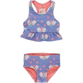 Rufflebutts Baby/Toddler Girls UPF50+ SUN محمية PEPLUM 2 قطعة بلا أكمام