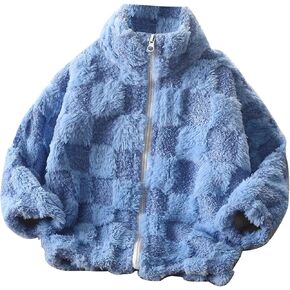 Boys Girls Sherpa Fleece Jacket Full-Zip Fuzzy Fleece Sweatshirt Kids Toddler Windproof Coat Ultra Soft Winter Coat