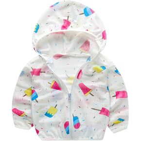 Infant Baby Toddler Girl Boy Sunscreen Top UPF 50+ Long Sleeve Hoodie Zip Front Rash Guard Summer Spring T-Shirt