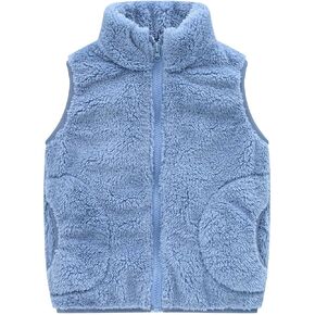 Toddler Baby Boy Girl Fleece Vest Fuzzy Sh𝐞rpa Sleeveless Waistcoat Winter Plush Faux F𝐮r Jacket Vest with Pockets