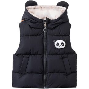 Toddler Winter Waistcoat Warm Puffer Hoodie Vest Sleeveless Water Proof Cute 3D Panda Pattern Thickened Jacket
