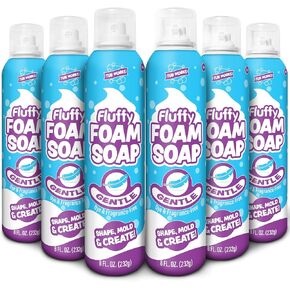 Tub Works ™ Fluffy Foam Soap ، White ، 6 Pack | الشكل والعفن وخلق فن حوض الاستحمام مع رغوة حمام ناعمة للأطفال | خالية من العطور وخالية من الصبغة صابون الحمام | فوهات الرش سهلة الاستخدام