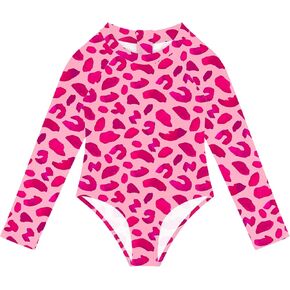 Toddler Swimsuit Girl Long Sleeve Baby Girls Bathing Suit One Piece Zipper Rash Guard UPF 50