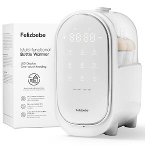Baby Bottle Warmer, Felizbebe 11-in-1 Fast Milk Warmer for Breastmilk & Formula with Night Light, Detachable Body for Easy Cleaning & Accurate Temperature Control, Timer,Double Bottles Warmer