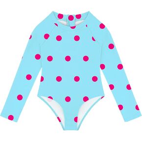 Toddler Swimsuit Girl Long Sleeve Baby Girls Bathing Suit One Piece Zipper Rash Guard UPF 50 in Kuwait
