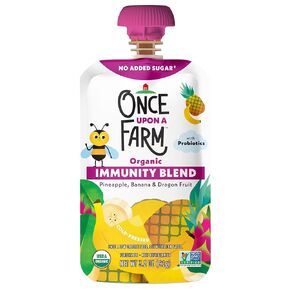 Once Upon a Farm Organic Pineapple Banana Dragon Fruit Immunity Blend Kids Snack, 3.2oz Pouch